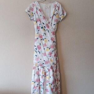 H S Floral Wrap Midi Dress